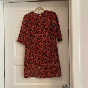 EQUIPMENT Black + Orange Polka Dot Mini Dress BARELY WORN